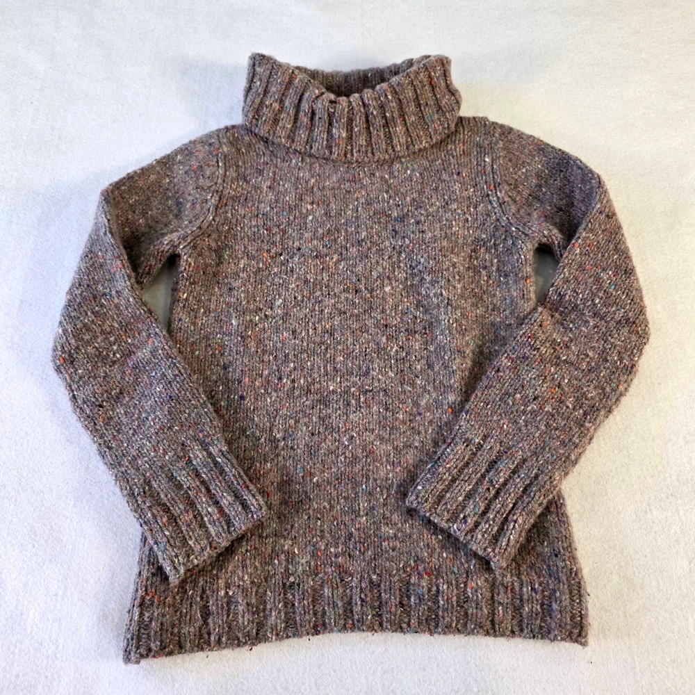 Fisherman out of Ireland XXS Merino Wool Donegal Tweed Turtleneck Sweater Grey